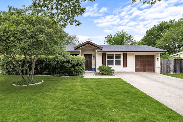 3455 Timberview Rd, Dallas, TX 75229 - ranch-style house featuring a garage, driveway, brick siding, and a shingled roof