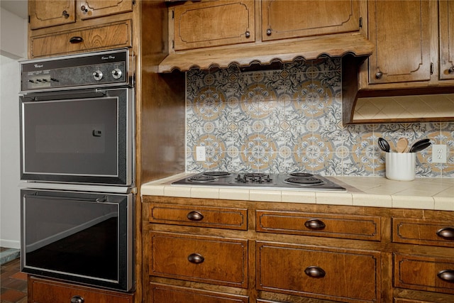 3410 Ellis Ave, Fort Worth, TX 76106 - kitchen featuring brown cabinets and backsplash