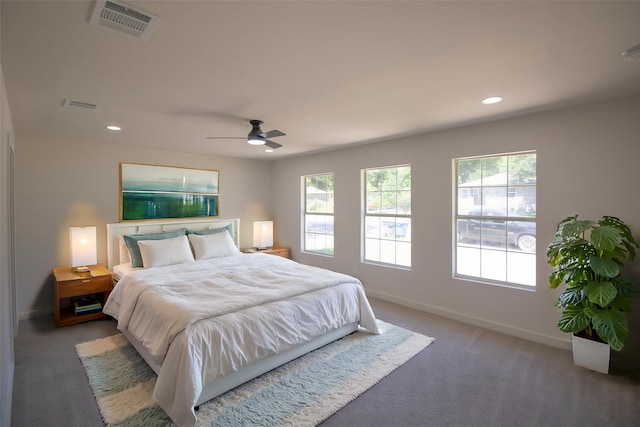 10734 Coogan Dr, Dallas, TX 75229 - bedroom with carpet, multiple windows, baseboards, recessed lighting, and a ceiling fan