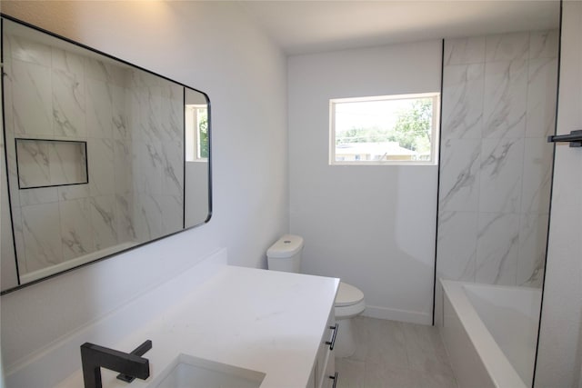 10734 Coogan Dr, Dallas, TX 75229 - full bath with plenty of natural light, vanity, toilet, and tub / shower combination