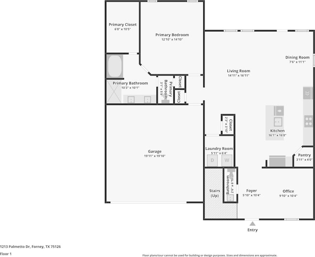 1213 Palmetto Dr, Forney, TX 75126 - floor plan / room layout