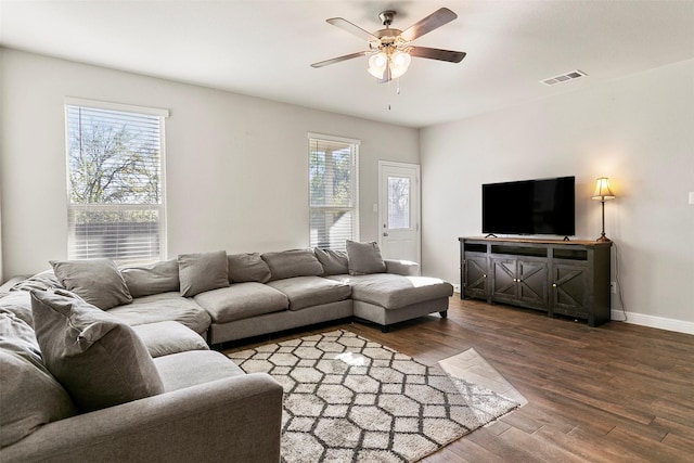 2013 Elara Dr, Haslet, TX 76052 - living area with wood finished floors, ceiling fan, and baseboards