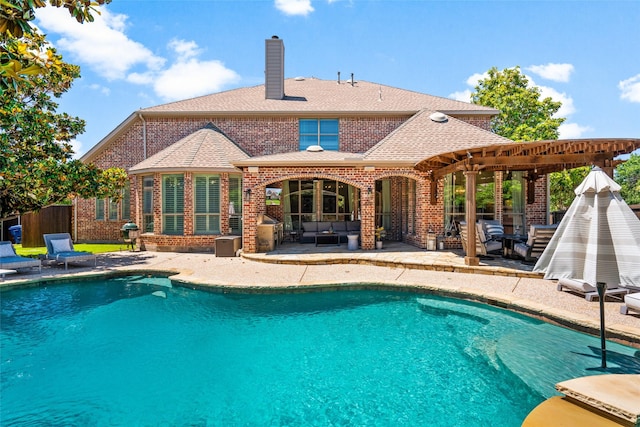 913 Bristlewood Dr, Mckinney, TX 75072 - view of pool with a patio, an outdoor hangout area, and grilling area