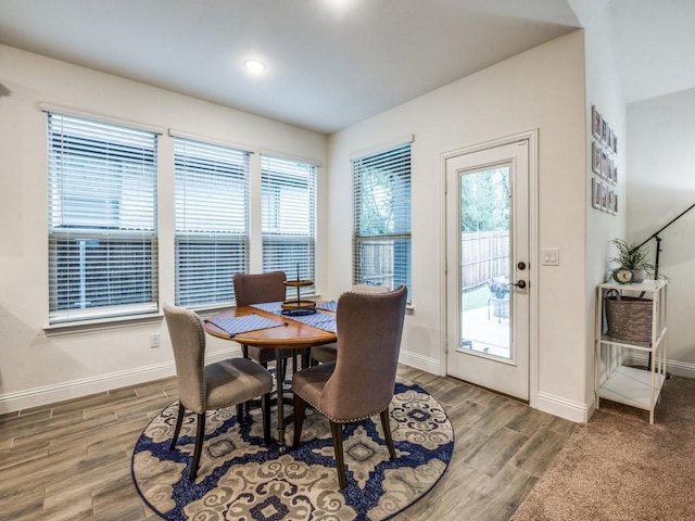 5216 Troupe Rd, Mckinney, TX 75071 - dining room featuring baseboards, wood finished floors, healthy amount of natural light, and recessed lighting