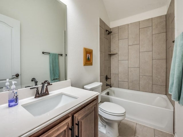 5216 Troupe Rd, Mckinney, TX 75071 - full bath featuring vanity, toilet, tub / shower combination, and tile patterned flooring
