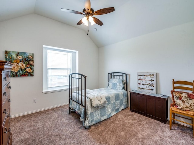 5216 Troupe Rd, Mckinney, TX 75071 - bedroom featuring lofted ceiling, light carpet, and ceiling fan