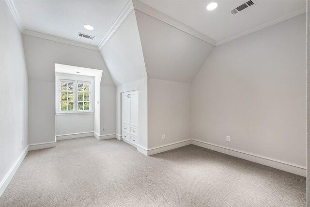 8722 Arbor Park Ct, Dallas, TX 75243 - additional living space with light colored carpet, baseboards, recessed lighting, and lofted ceiling