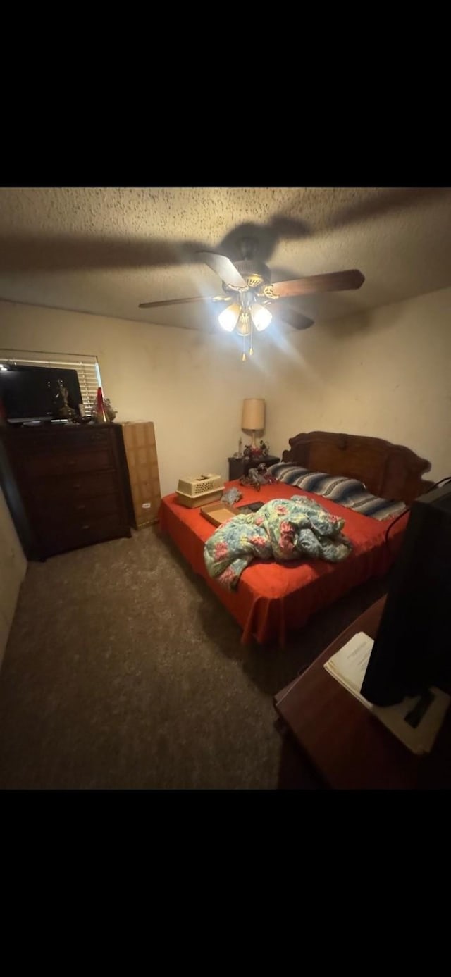 5417 Lansdowne Ave, Fort Worth, TX 76135 - carpeted bedroom featuring a textured ceiling and ceiling fan