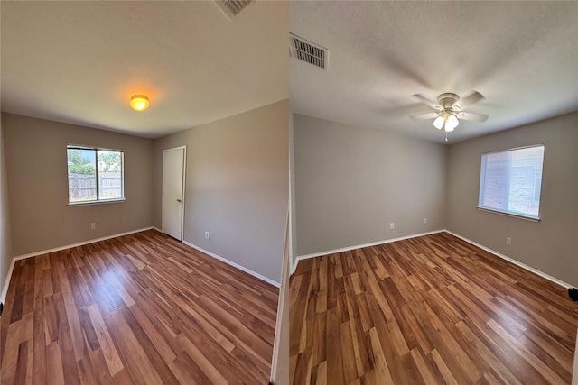 2005 Fairview Dr, Forney, TX 75126 - empty room featuring wood finished floors, baseboards, ceiling fan, and a textured ceiling