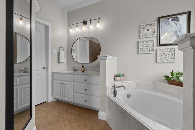13625 Fishing Hole Ln, Fort Worth, TX 76052 - bathroom featuring tile patterned floors, a garden tub, and vanity