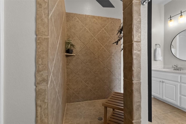 13625 Fishing Hole Ln, Fort Worth, TX 76052 - full bathroom with tiled shower, vanity, and tile patterned flooring
