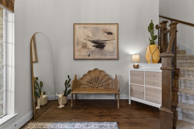13625 Fishing Hole Ln, Fort Worth, TX 76052 - sitting room featuring wood finished floors, stairs, and baseboards