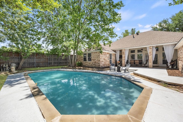 509 Windsor Way, Rockwall, TX 75087 - view of swimming pool with ceiling fan and a patio area