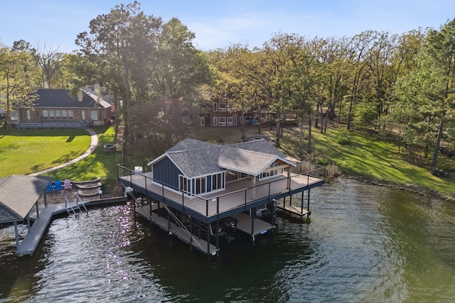 215 N Beverly Dr, Malakoff, TX 75148 - dock area with a lawn and a deck with water view