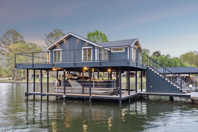 215 N Beverly Dr, Malakoff, TX 75148 - dock featuring boat lift, stairs, and a water view