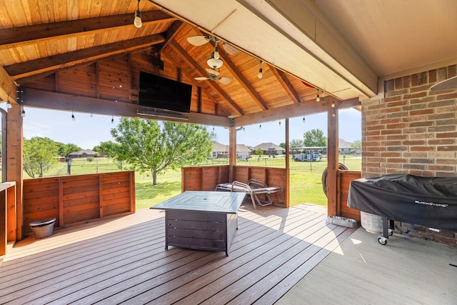 305 Margaret St, Fate, TX 75189 - wooden terrace featuring a ceiling fan and a gazebo