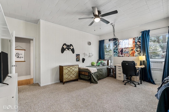 3526 Greenway Pl, Shreveport, LA 71105 - carpeted bedroom with cooling unit, a desk, a ceiling fan, and baseboards