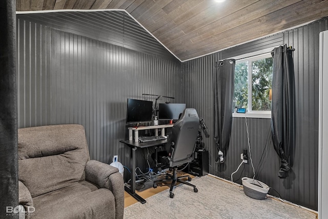 3526 Greenway Pl, Shreveport, LA 71105 - office area featuring lofted ceiling and wooden ceiling