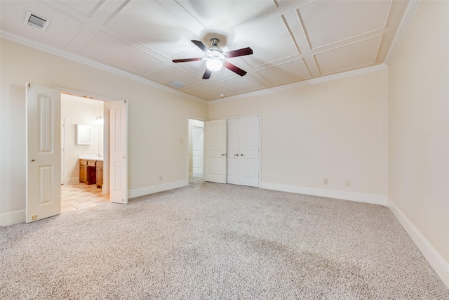2917 Cascade Dr, Plano, TX 75025 - unfurnished bedroom featuring light carpet, baseboards, ornamental molding, and an ornate ceiling