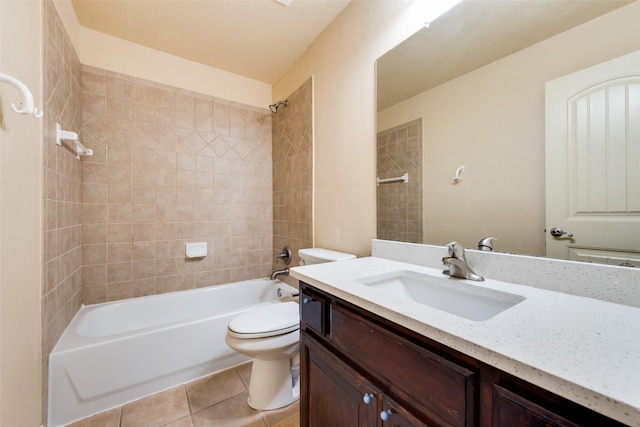 2917 Cascade Dr, Plano, TX 75025 - bathroom featuring toilet, vanity, shower / tub combination, and tile patterned floors