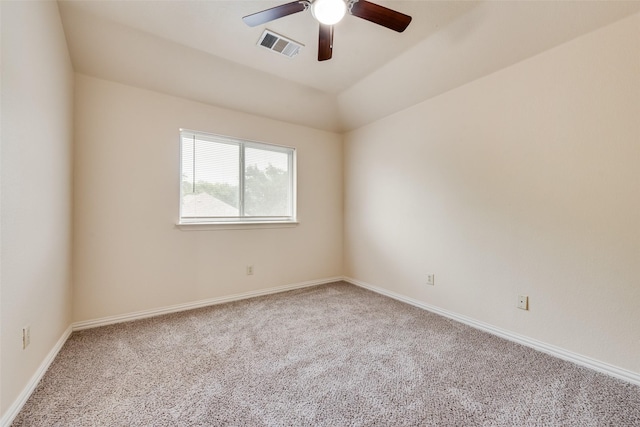2917 Cascade Dr, Plano, TX 75025 - unfurnished room featuring a ceiling fan, carpet flooring, baseboards, and lofted ceiling