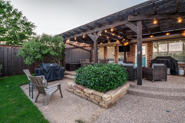 1350 Amistad Dr, Prosper, TX 75078 - view of patio / terrace with a pergola, grilling area, and an outdoor hangout area