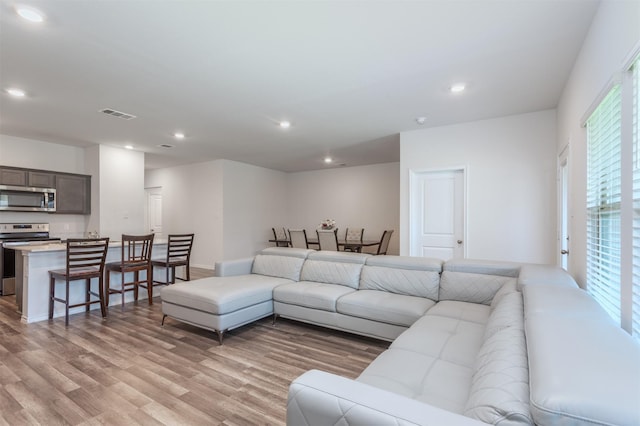 117 Sir Barton Ln, Caddo Mills, TX 75135 - living room featuring light wood-style flooring and recessed lighting