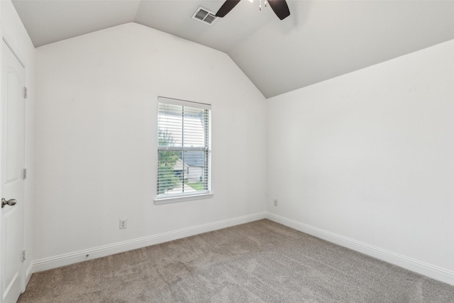 716 Field Xing, Little Elm, TX 76227 - empty room featuring a ceiling fan, lofted ceiling, carpet, and baseboards