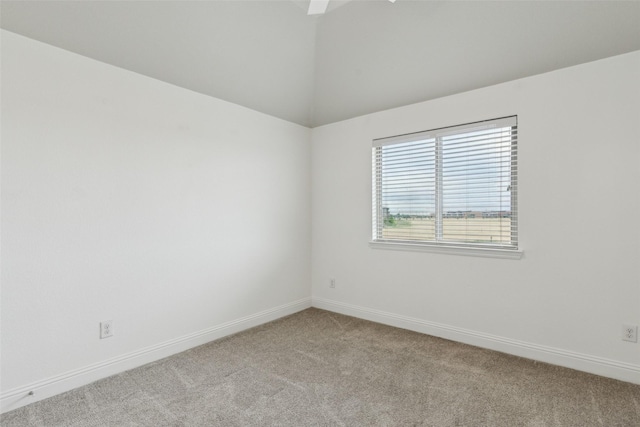 716 Field Xing, Little Elm, TX 76227 - spare room with light colored carpet, baseboards, vaulted ceiling, and a ceiling fan