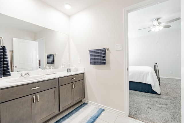 107 Alydar Ln, Caddo Mills, TX 75135 - full bathroom featuring vanity, baseboards, ceiling fan, and tile patterned flooring