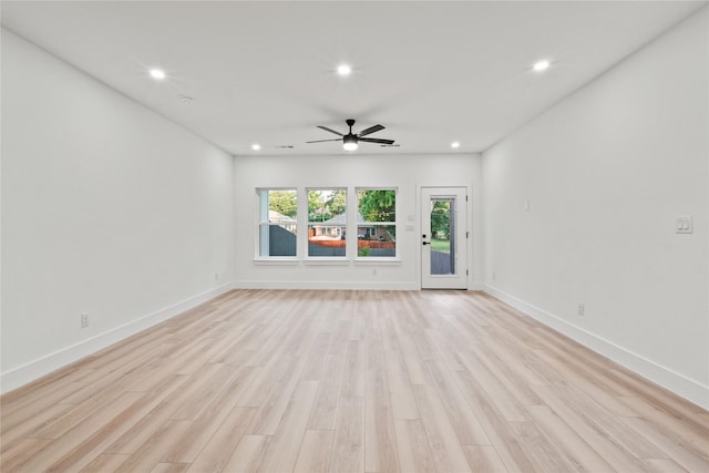 1310 Coleman Ave, Dallas, TX 75215 - spare room with recessed lighting, a ceiling fan, light wood-style flooring, and baseboards