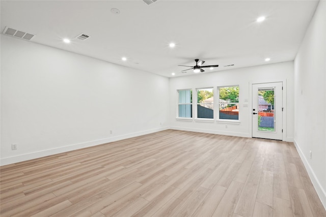 1310 Coleman Ave, Dallas, TX 75215 - unfurnished room featuring recessed lighting, ceiling fan, light wood-style flooring, and baseboards