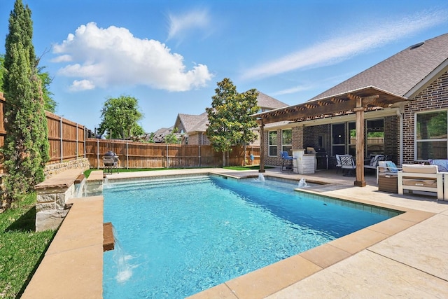 14513 Mediterranean Dr, Frisco, TX 75035 - view of swimming pool with a patio and a fenced backyard