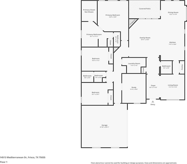 14513 Mediterranean Dr, Frisco, TX 75035 - floor plan / room layout