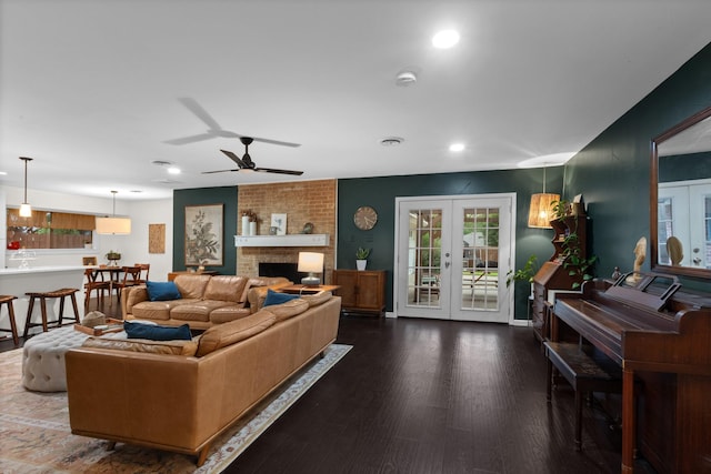 2512 Buckingham Dr, Denton, TX 76209 - living room with wood finished floors, ceiling fan, plenty of natural light, french doors, and recessed lighting