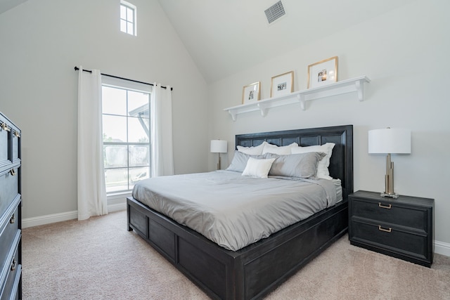 13 Kensington Dr, Heath, TX 75032 - bedroom with high vaulted ceiling, light carpet, and baseboards