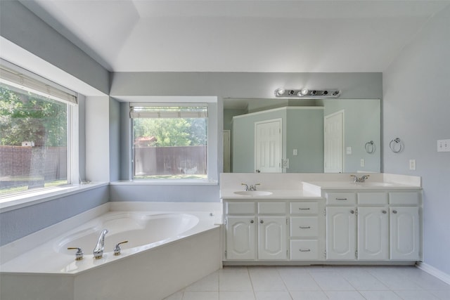 501 Tealwood Dr, Murphy, TX 75094 - full bath featuring double vanity, a bath, and tile patterned floors