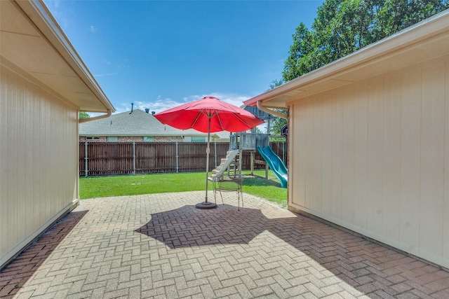 501 Tealwood Dr, Murphy, TX 75094 - view of patio with a playground