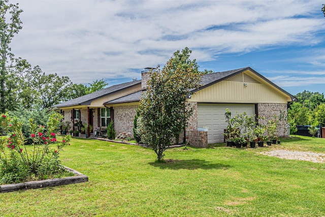 400 Rs County Road 3130, Emory, TX 75440 - view of front of home featuring brick siding, a front yard, an attached garage, and roof with shingles