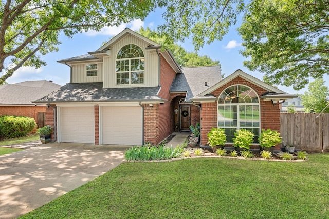7600 Teresa Ct, North Richland Hills, TX 76182 - traditional-style house with a garage, concrete driveway, a shingled roof, and brick siding