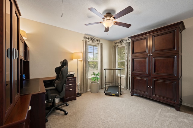 7600 Teresa Ct, North Richland Hills, TX 76182 - office with a ceiling fan, light carpet, and baseboards