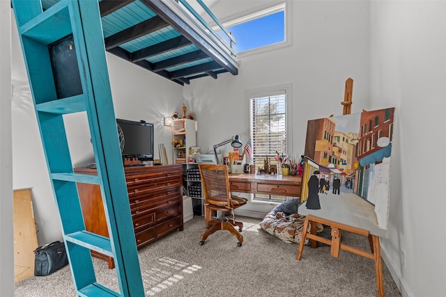 511 Mcfarland Ranch Rd, Aledo, TX 76008 - office area with carpet flooring and beam ceiling