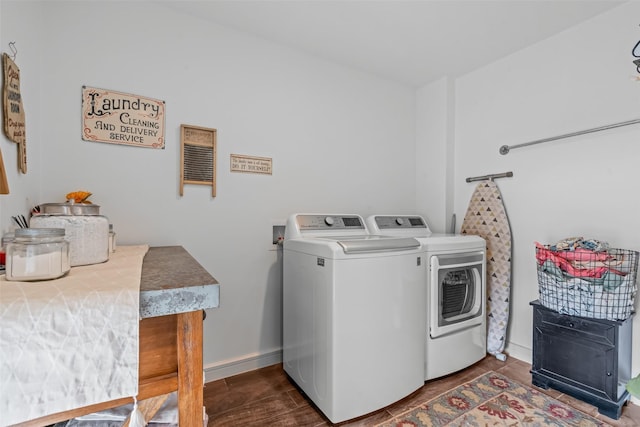 511 Mcfarland Ranch Rd, Aledo, TX 76008 - washroom with washer and clothes dryer, baseboards, and wood finished floors