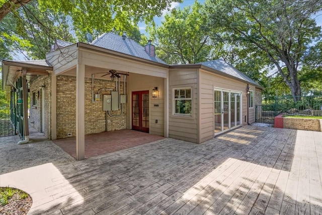 4291 County Road 862, Mckinney, TX 75071 - view of patio / terrace featuring french doors, a wooden deck, and a ceiling fan