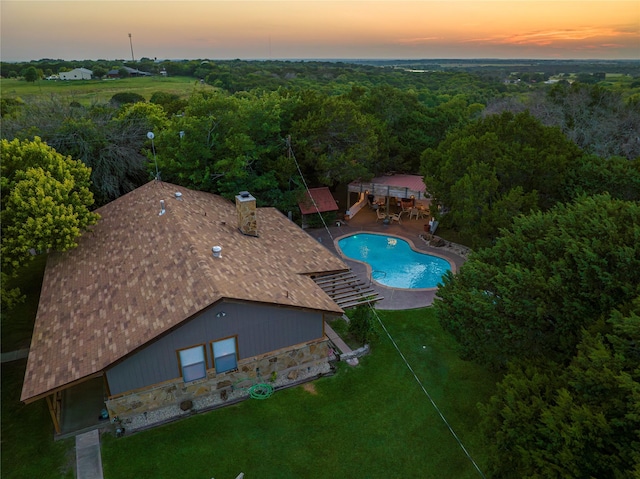 801 Prachyl Rd, Weatherford, TX 76087 - aerial view of a pool and a heavily wooded area