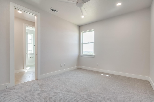 9900 Aiken Ct, Mesquite, TX 75126 - unfurnished room with light colored carpet, a ceiling fan, baseboards, and recessed lighting