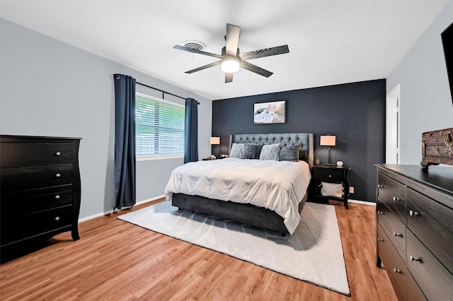 116 Modoc Trl, Lake Kiowa, TX 76240 - bedroom featuring light wood-style floors, baseboards, and ceiling fan