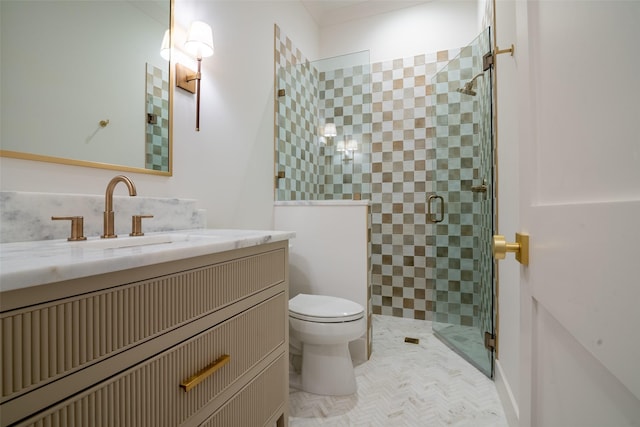 9621 Larchcrest Dr, Dallas, TX 75238 - full bath with a shower stall, toilet, and vanity