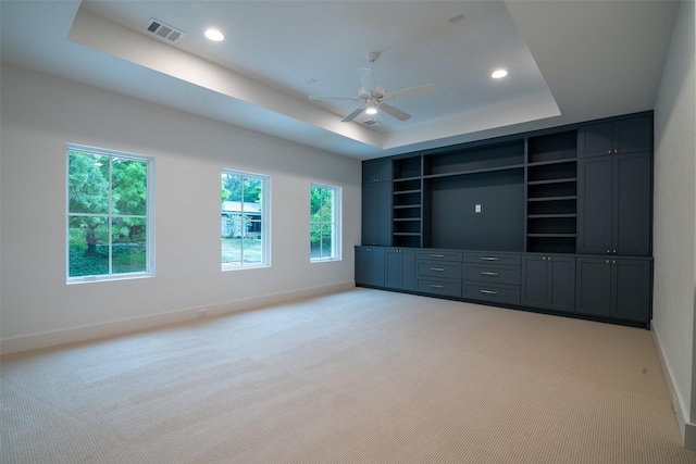 9621 Larchcrest Dr, Dallas, TX 75238 - spare room with baseboards, a tray ceiling, light carpet, and recessed lighting