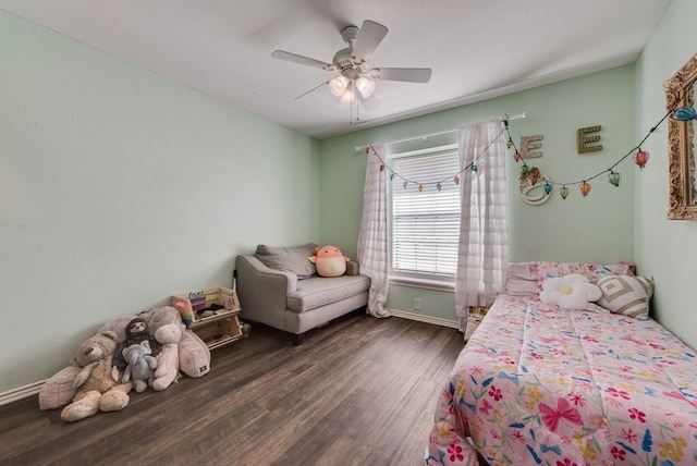 7020 Live Oak Dr, North Richland Hills, TX 76182 - bedroom with wood finished floors, baseboards, and ceiling fan